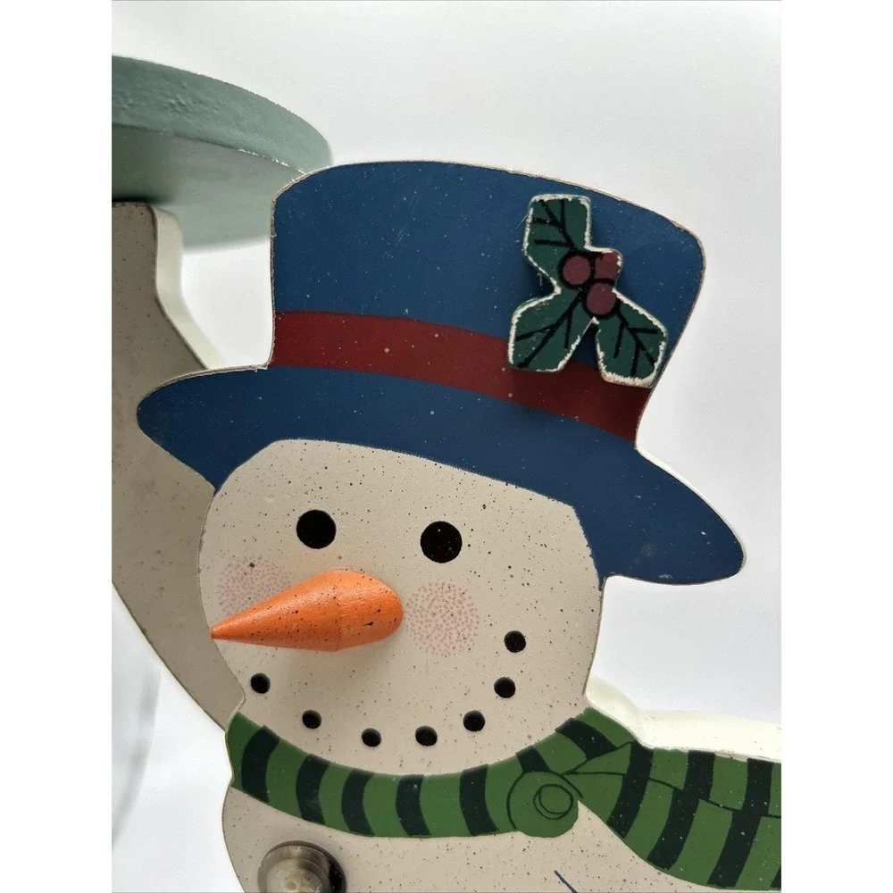1999 Vintage ABC‎ Distributing Snowman Candle Holder Skating Holiday Decoration